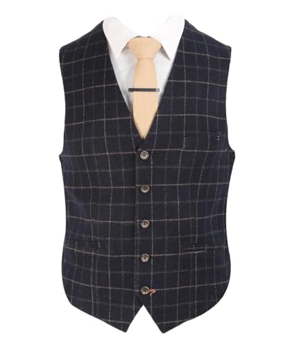Ensemble 3 pièces en tweed marine pour homme veste gilet pantalon séparables