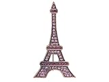 Alilang Copper Tone Amethyst Purple Colored Rhinestones Paris Eiffel Tower Brooch Pin