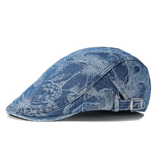Image of Quanhaigou Men's Cotton Flat Ivy Gatsby Newsboy Driving Hat Adjustable Irish Cabbie Ivy Driving Hunting Cap