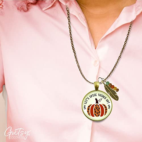 Gutsy Goodness PRNE36005049 Pumpkin Leopard Necklace Spice Things Up Animal Print Quote Jewelry October Autumn Pattern Pendant thumb #2