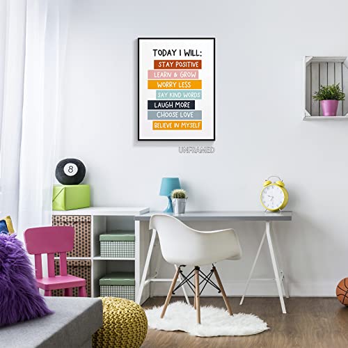 Inspirational-Quote-Today-I-Will-Canvas-Wall-Art-Motivational-Daily-Positive-Affirmation-Aesthetic-Poster-Encouragement-Quote-Wall-Decor-Prints-Paintings-for-Kids-Nursery-Bedroom-12x16in-Unframed