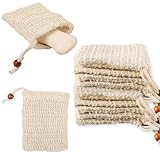 KASURE 12 Stück Seifensäckchen Bio, Seifensack Zum Duschen aus 100% Sisal Baumwolle, Naturprodukt...