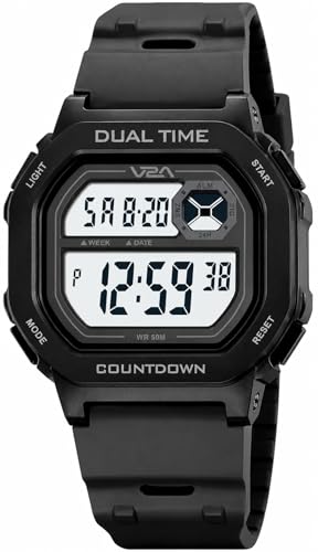 Image of V2A DIGITRON-KUBIX 3043 Digital Watch for Men | Retro Square Display | Urban Streetwear Sports Watch with Dual Time, Countdown Timer, Alarm, Backlight & 50M Water Resistance