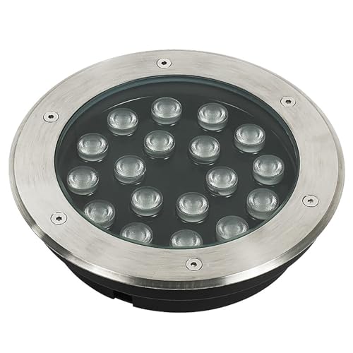 IP67 Waterproof LED Spotlight - 24V Low Voltage Round Recessed Landscape Lights Outdoor Buried Path Illumination Warm White 1W Garden Floor Lamp for Lawn & Terrace