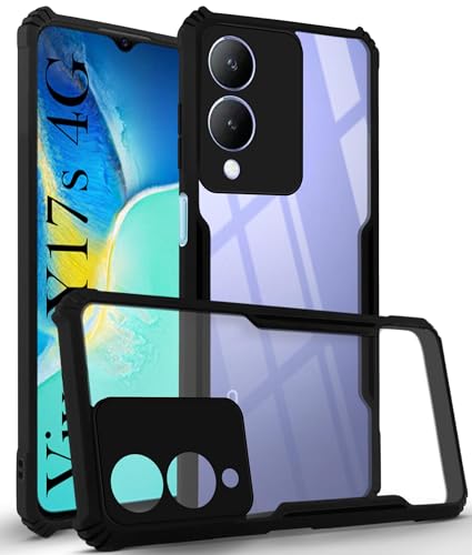 Image of Jkobi Back Case Cover for Vivo Y17s (Shockproof with Polycarbonate Clear Panel | Professional Black)
