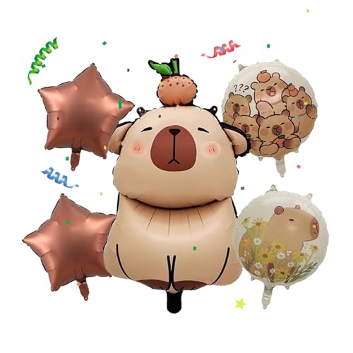 FULHANY 5pcs Globos de Animales - Capybara - Globo de Foil,Globo de Anime con tema de pez globo para niños Decoracion de Fiesta de Cumpleaños Fiesta de Bodas Globo