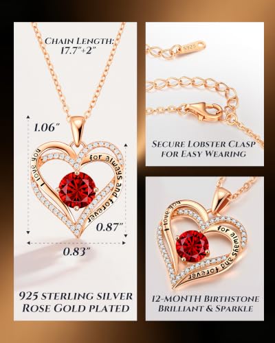 Image of CDE S925 Birthstone Heart Pendant Necklaces Jewelry Gifts for Wife