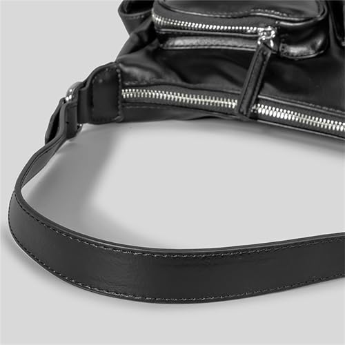 Y2k Shoulder Bag for Women, PU Leather Vintage Underarm Bag with Mirror, Multi-Pockets Goth Purse4
