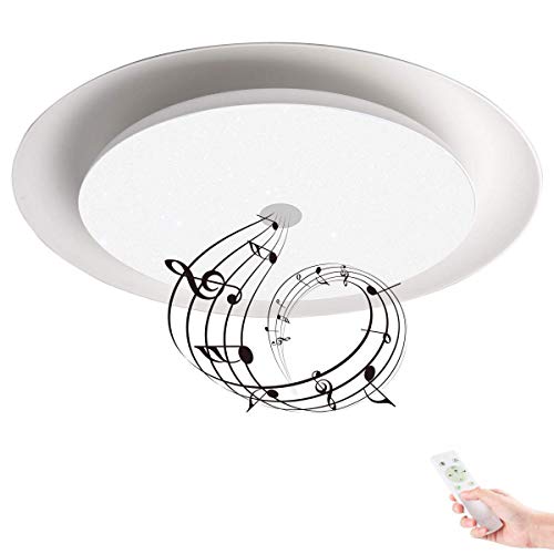 Plafoniere per soffitto HOREVO 36W LED con altoparlante Bluetooth [doppio altoparlante], [APP + telecomando] [Ø55cm dimmerabile], ideale per soggiorno del partito Camera letto Cucina Sala da pranzo
