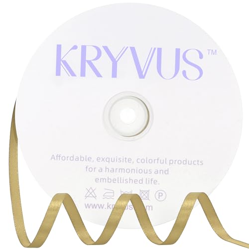 Light Gold Satin Ribbon 1/4 inch X Continuous 100 Yards for Gift Wrapping