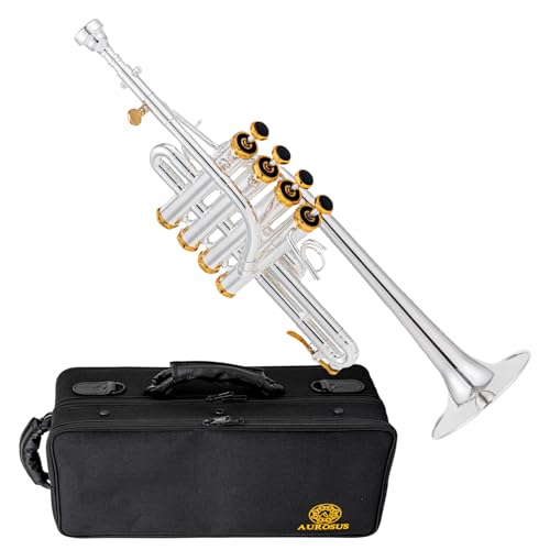 AUROSUS piccolo trumpet cp-901s bb/a tuning 4 valve silver plated with case silver plated piccolo trumpet for...