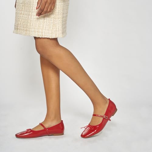 Image of C.Paravano Women's Mary Jane Flats | Square Toe Ballet Flats | Daily Wear Work Shoes | Dress Shoes with Adjustable Straps