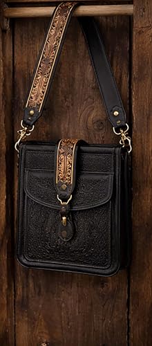 Image of CHALLENGER Western Antique Tooled Leather Replacement Shoulder Strap for Bags Purse Duffle 115FKStrap