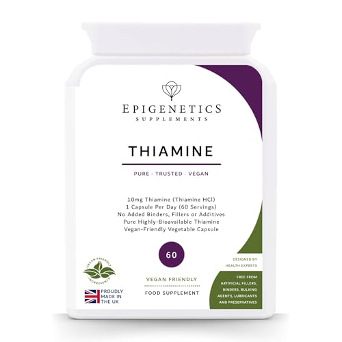 Vitamin B1 Thiamine | 10mg Vitamin B1 Thiamine Supplement (10,000mcg) | 60 Vegan Friendly Capsules UK Made | Long 2 Month Supply by Epigenetics Supplements