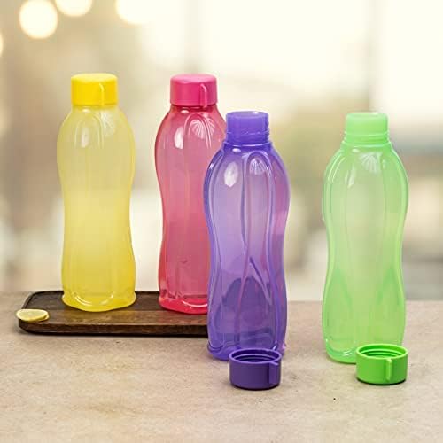 Tupperware Aquasafe Round Water Bottles 1000 ml Pack of 4 (Multicolor)