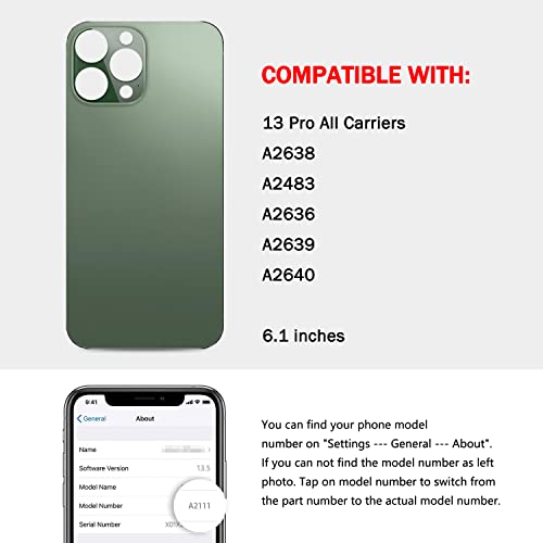 Vitre arrière compatible iPhone 13 Pro 6,1 pouces vert alpin - 2