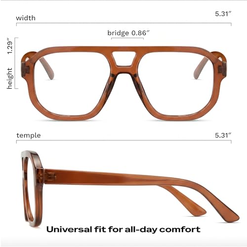 Image of livho Retro Aviator Blue Light Blocking Glasses for Women Men with Soft Case, Trendy Rectangle Computer Eyeglasses