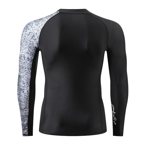 Image of HUGE SPORTS Men's Rash Guard Long Sleeves UPF 50+ UV Sun Protection Quick Drying Splice Compression Swim Shirts