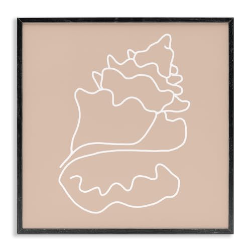 Conch Shell Minimal Beach Doodle, 17 x 17 Inch Framed Giclée Print