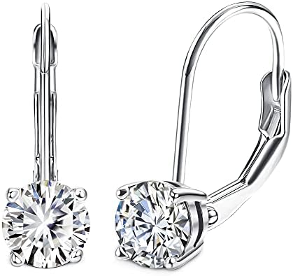 Blahanna Moissanite Earrings,1.0ct-2.0ct D Color Brilliant Round Cut Lab Created Diamond Earrings 18K White Gold Sterling Silver Dangle Earrings Moissanite Leverback Drop Earrings