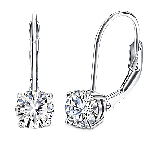 Blahanna Moissanite Earrings,1.0Ct-2.0Ct D Color Brilliant Round Cut Lab Created Diamond Earrings 18K White Gold Sterling Silver Dangle Earrings Moissanite Leverback Drop Earrings #TOP14