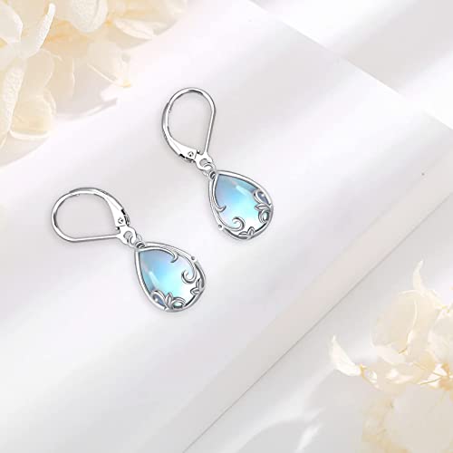 Dangle Earrings Sterling Silver Moonstone/Turquoise/CZ/Crystal Earrings for Women Tree of Life Animal Filigree Leverback Earrings Jewelry Gifts3