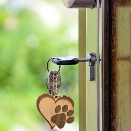 SEABUZZ Schlüsselanhänger Hundepfote im Herz - Schlüsselanhänger Hund - Herzen Anhänger - Schlüsselring für Schlüssel - Pfote Glücksbringer - Schlüsselorganizer - Lucky Charms Keychain Cute – Geschenk