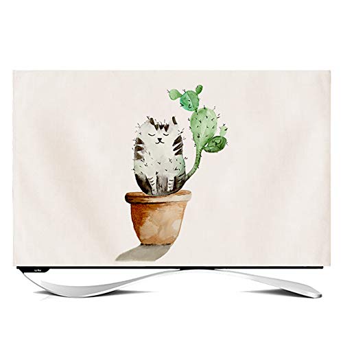 Innen-TV-Abdeckung, Helle Bunte Schöne Pflanzen TV Staubdichte Abdeckung Für LCD-LED-TV Staubabdeckung Stoff TV-Stoff Wohnzimmer Dekoration(Color:Plant 1,Size:55inch) Cover