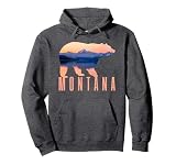 Montana Grizzly Bear Lake Camping Hiking Souvenir Gift Pullover Hoodie