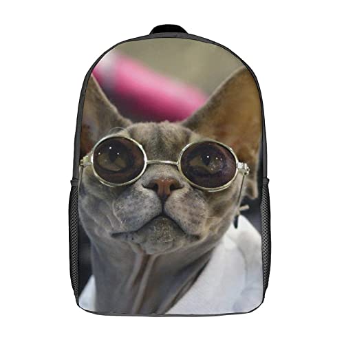 Sac d'école léger avec imprimé chat 3D, grand sac à dos de mode