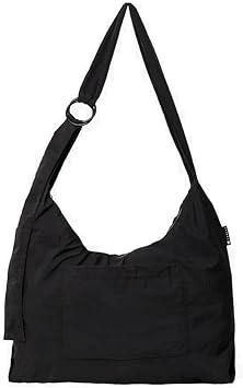 Thread Slouchy Shoulder Bag Crescent Bag Travel Purse, Nylon Crossbody Bags for Women and Black Crossbody Bags for Women, Unstructured Foldable Design, Regular Size