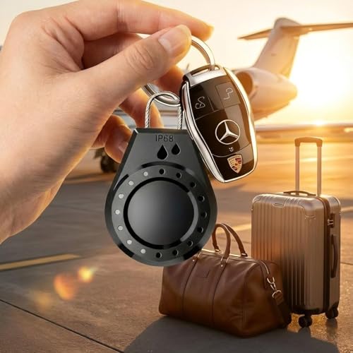 Image of for AirTag Keychain Holder Waterproof Shockproof Case with Stainless Steel Shackle for Pet Collar, Keys, Luggage (Black)