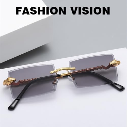 Vintage Rimless Snake Sunglasses for Men Women Luxury Travel Driving Metal Cutting Uv4003