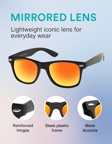 Image of zeroUV - Classic Colored Mirror Lens Square Horn Rimmed Sunglasses for Men Women
