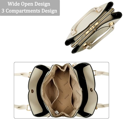Image of KKXIU Triple Compartments Purses and Handbags for Women Fashion Ladies Satchel Shoulder Top Handle Bag