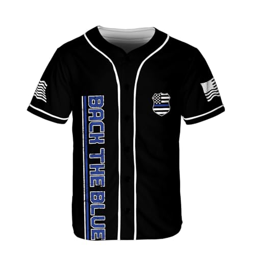 Podagree Personalized Police Baseball Jersey USA Flag Patriotic Police Pride Thin Blue Jersey Soccer for Men and Women miniatura 2