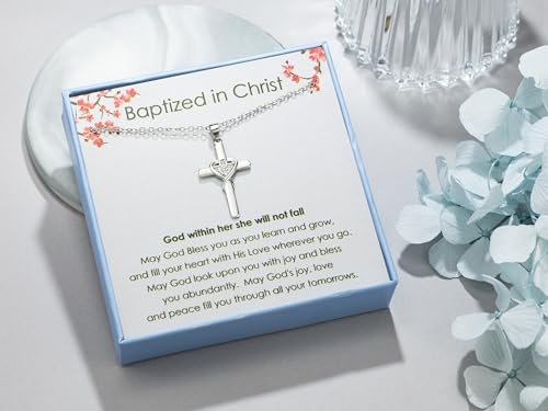 Baptism Gifts First Communion Gifts Sterling Silver Infinity Cross Necklace for Women Confirmation Graduation Gift2