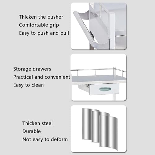 Stainless Steel 2-Layer Medical Trolley Cart for Clinics & Hospitals, Durable Rolling Cart, Aesthetic Lab Equipment, Max Load 150kg, Size: 66x44x86cm