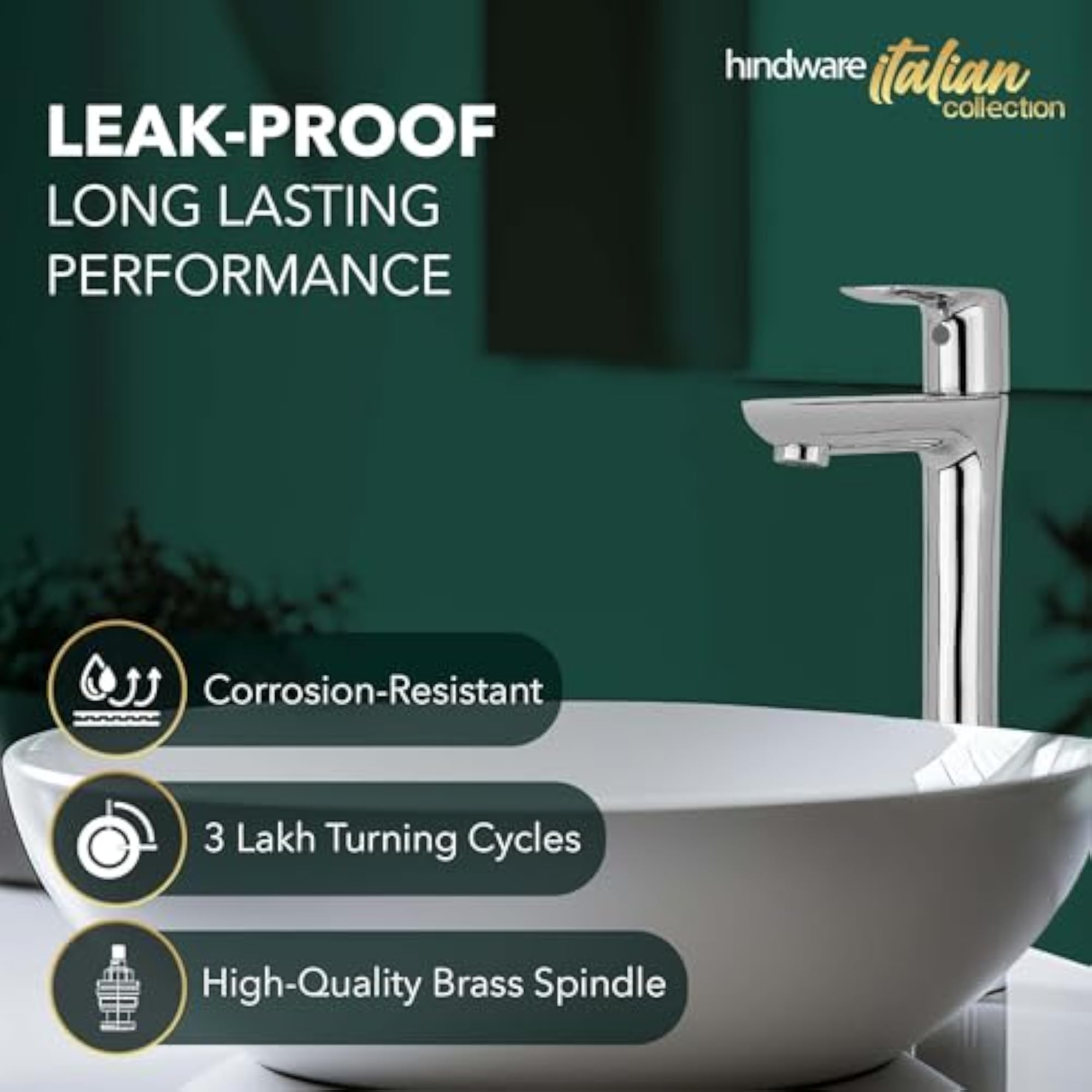 Italian Collection Fluid Pillar Type Water Tap, Brass