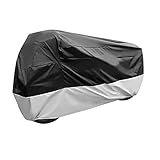 BAIONE Waterproof Motorcycle Dust Cover with Lock Holes for Indian Chief, Chieftain Roadmaster,Dark Horse, Springfield, 116 Inches XXXX Large(Black and Silver)