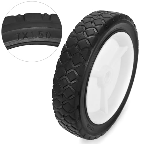 QWORK® 2 x Gummi Laufrad - Raddurchmesser 175mm, Breite 36mm, Achslochdurchmesser 12,7mm, Tragfähigkeit 70kg -Ersatz Rad für Rasenmäher Grillwagen Bollerwagen (7 x 1,5 Zoll) – Bild 4