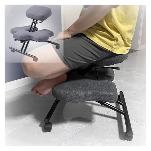 Cross Legged Squatting Kneeling Office Chair with Wheels, Plus Size Meditation Chair for Seniors Adults Work, Adjustable Height Home Desk Massage Chair