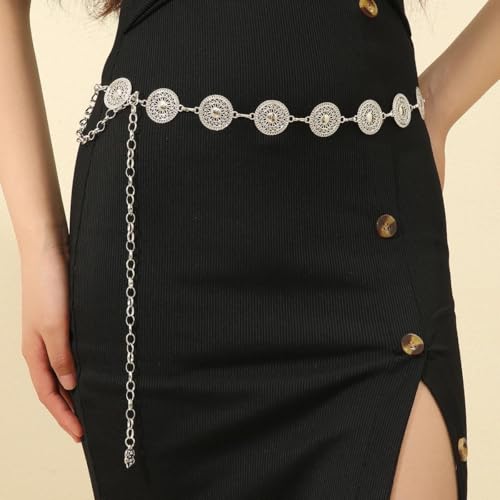 1pc Metal Chain for Women, Western Concho Belt, Bohemian Adjustable Belt for Dresses, Jeans, Cowgirl3
