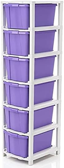 AVZEEGO 6 XL Plastic Modular Drawer System for Home, Office, Hospital, Parlor, School, Doctors, Home and Kids, Product Dimension When assembeled (31cmx39cmx116cm) (6XL)(PURPLE)