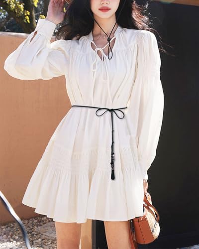 Women's Waist Belts Woven Tassels Chain Belt Skinny Rope Belt for Skirt Dress Boho Style3