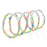 playneeu 5 Pack Kpop Colorful Bracelets for Teens & Adults – Stretchy Elastic Wristbands with Fun Words, Vibrant Colors, Party Favors, Gifts & Daily Accessories