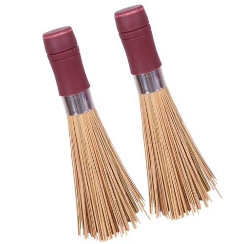 UTHCLO Bamboo Pot Brush Dish Scrubber for Kitchen Sink Dish Wand Large Pot Cleaning Tool Handle Scrubber