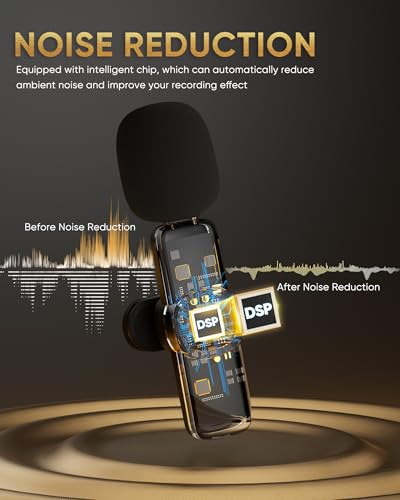 Microfone Lavalier sem fio para iPhone/Android/Laptop/PC, IUMAKEVP 360° Clipe ajustável no microfone