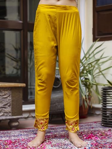 Image of VredeVogel Kurta Set with Dupatta | Viscose Roman Silk Embroidered Kurta Set for Women | Women's Ethnic Casual Kurti Set |Kurta Pant Festive Suit