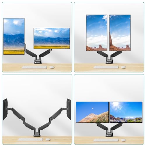 Image of MOUNT PRO Dual Monitor Stand for Max 43 Inch Ultrawide Computer Screen, Premium Aluminum Heavy Duty Monitor Arm Holds 6.6lbs to 33lbs, Gas Spring Full Motion Display Desk Stand, VESA Mount